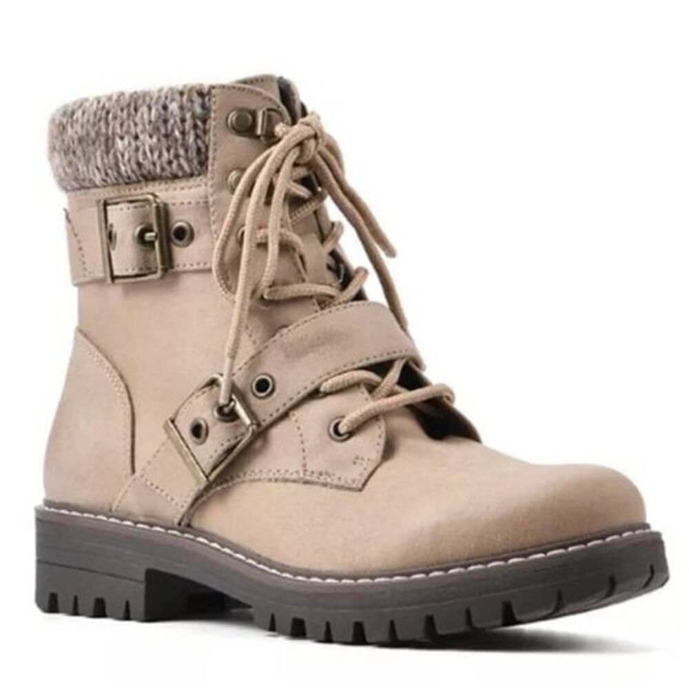 Cliffs Women's Combat Boots Sweater Ankle Trim Moto Shoes Size10